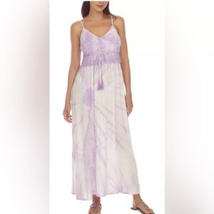 Raviya (Macy’s) • Purple Tie-Dye Crochet Top Boho Maxi Sun Dress • Size M • NWT